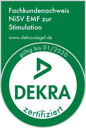 DEKRA zertifizierter Fachkundenachweis NiSV EMF zur Stimulation, gültig bis Januar 2030